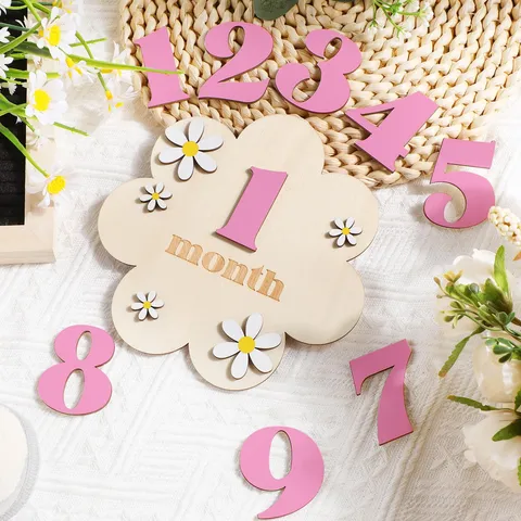 Carte Milestone in Legno per Neonati Dischi Milestone Mensili di Fiori Accessori Fotografici per la Crescita del Neonato Decorazione per la Cameretta