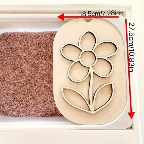 Bandeja Sensorial de Madera Forma Flor Mariposa Seta Helado Artesanía DIY Decoración del Hogar Primavera Juguete