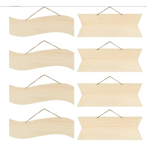 Panneau Suspendu en Bois Vierge Plaque en Bois Inachevée Bricolage Artisanat Enseigne de Porte Avec Ficelle de Jute Pour Décoration