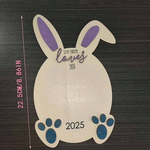 Wooden Easter Bunny Footprint Decoration Minimalist Modern Wood Sign New Parents Commemorative Gift Home Living Room Decor