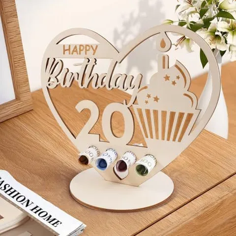 Letrero de Regalo de Dinero de Corazón de Madera Adorno de Escritorio Soporte de Dinero Decoración de Mesa Fiesta