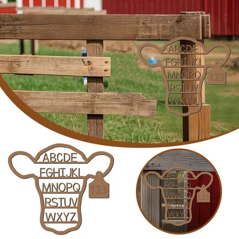 Houten Boerderij Koe Alfabet Hangend Bord Wanddecoratie Rustiek Houten Ambacht Houten Letter Bord Voor Thuis Kamer Wanddecoratie