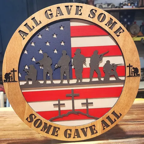 American Independence Day Wooden Hanging Sign Patriotic Wall Plaque Round Door Decor American Country Style Ornament