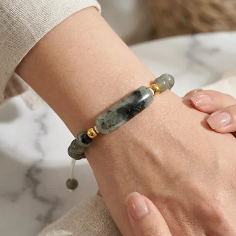 Minimalistisches Naturstein Perlenarmband Modischer Barren Anhänger Verstellbare Nylonschnur Handschmuck Geschenk Für Paare Unisex