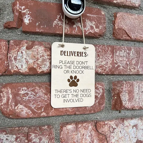 Letrero de Timbre de Puerta de Perro de Madera No Tocar El Timbre Letrero Colgante Señal de Advertencia de Mascota de Madera de Boj Decoración de Pared de Puerta de Casa