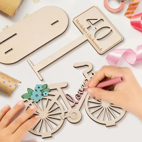 Adorno de Cumpleaños Regalo de Dinero Bicicleta de Madera DIY Soporte de Efectivo Centro de Mesa Decoración de Fiesta Hombres Mujeres