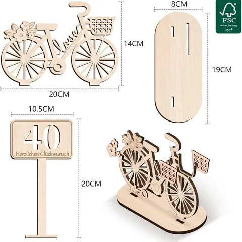 Adorno de Cumpleaños Regalo de Dinero Bicicleta de Madera DIY Soporte de Efectivo Centro de Mesa Decoración de Fiesta Hombres Mujeres