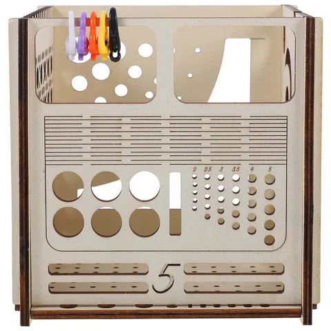 Wooden Yarn Storage Box Multi-Function Knitting Tool Organizer Craft Supply Holder Desktop Storage Rack For Home Office