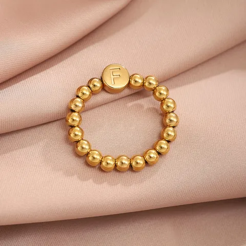 Anello Elastico con 26 Lettere Inglesi in Acciaio Inossidabile Moda Minimalista Placcato Oro Argento Anello con Iniziale Gioielli da Donna