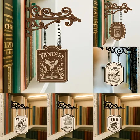 Hölzerner Bücherregal Trenner Kreativer Laser Gegravierter Lesezeichen Hängendes Schild Lese-Thema