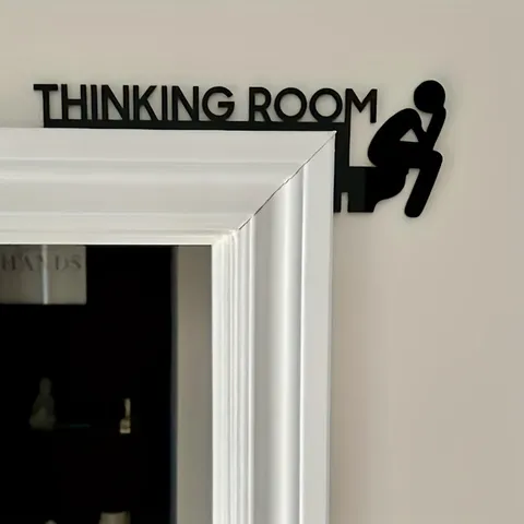 Metall Wandbehang Schild Lustiger Denker Silhouette Dekor Modern Minimalistisch Thinking Room Plakat Für Zuhause Badezimmer