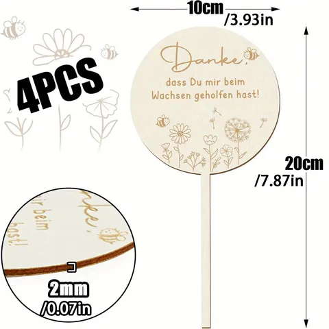 Wooden Plant Labels Flower Tags Wooden Garden Markers Round Plant Stakes With Laser Engraved Text For Potted Plants