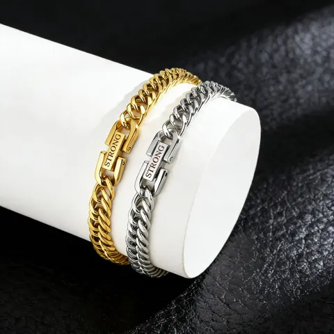 Hip Hop Punk Edelstahl Panzerkette Armband Für Herren Damen Geometrische Doppelkreis Gliederkette Schmuck Geschenk