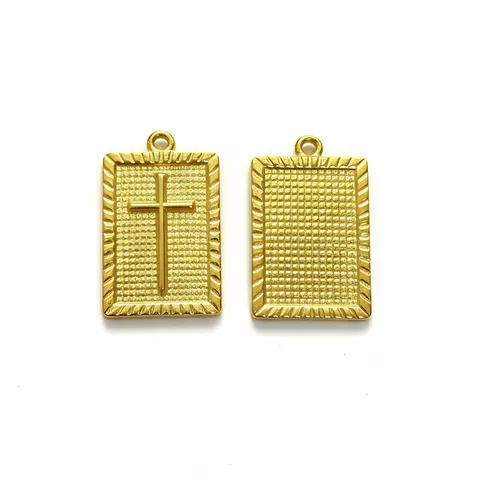 Colgante Cuadrado de Acero Inoxidable 304 para Fabricación de Joyería DIY Oro Plata Cruz Religiosa Dijes Accesorios