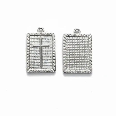 Colgante Cuadrado de Acero Inoxidable 304 para Fabricación de Joyería DIY Oro Plata Cruz Religiosa Dijes Accesorios