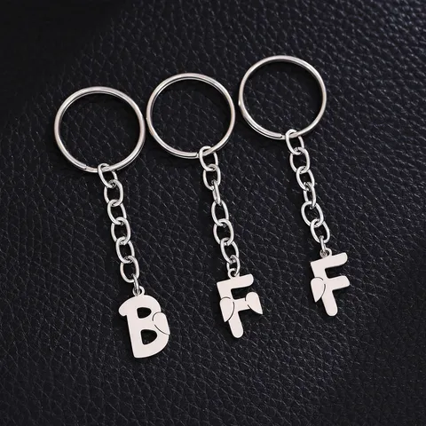 Modern Stainless Steel Friendship BFF Heart Puzzle Keychain For Best Friends Women Men Hollow Out Matching Keychain Key Ring Gift