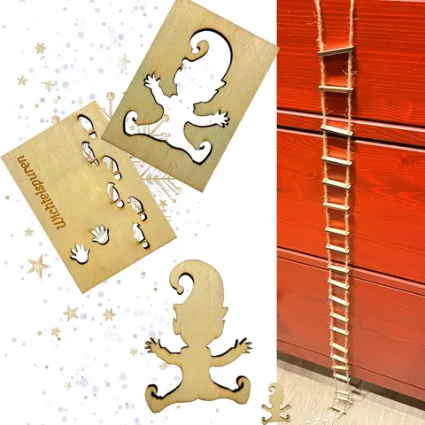 Conjunto de Plantillas de Huellas de Gnomo de Navidad de Madera Molde de Pie de Duende Manualidades Bricolaje Decoración de Fiesta