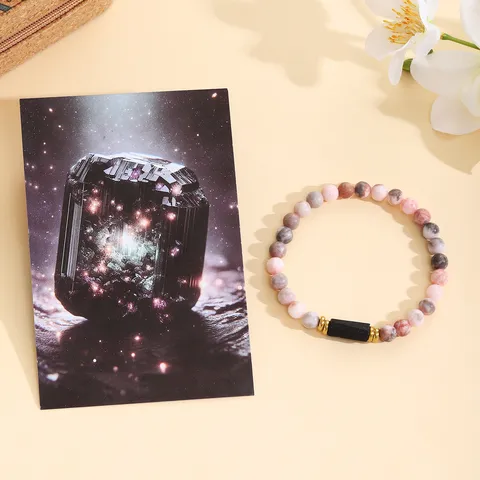 Minimalist Natural Stone Beaded Bracelet For Women Geometric Elegant Tourmaline Healing Crystal Stretch Bracelet Fashion Jewelry Gift