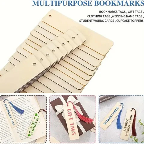 Wooden Blank Bookmarks With Colorful Tassels DIY Craft Wood Slices Gift Tags