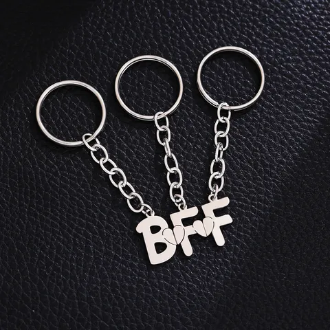 Modern Stainless Steel Friendship BFF Heart Puzzle Keychain For Best Friends Women Men Hollow Out Matching Keychain Key Ring Gift