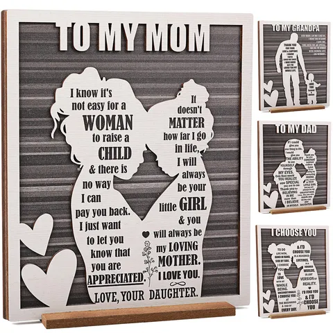Hölzernes Geschnitztes Familienornament Mit Sockel Vater Mutter Tag Geschenk Geburtstag Party Heimdekoration Desktop Holzhandwerk