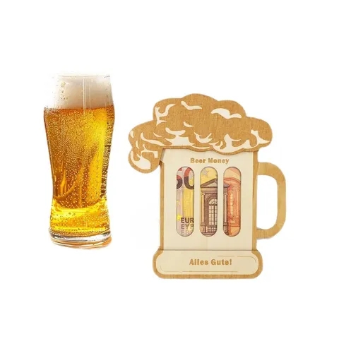 Hölzerner Bierkrug Geldklammer Bargeldhalter Party Dekoration Desktop Holshandwerk Geschenk Für Geburtstag