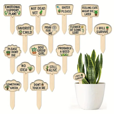 Etichette per Piante in Legno e Cartelli da Giardino Colorati con Citazioni Divertenti per Piante Grasse e in Vaso