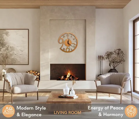 Artistic Wood Wall Clock Modern Classic Style Silent Non-Ticking Decorative Clock For Living Room Bedroom Home Office