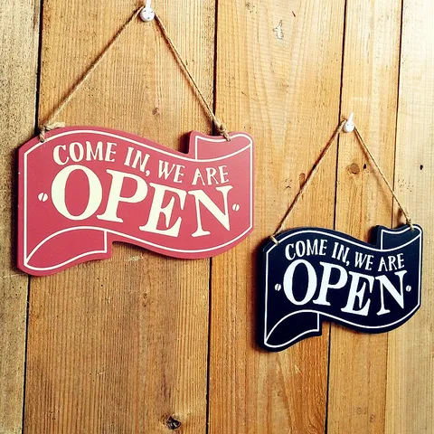 European Retro Vintage Style Wooden Open Closed Hanging Plaque Decorative Wall Sign For Bar Home Office Room