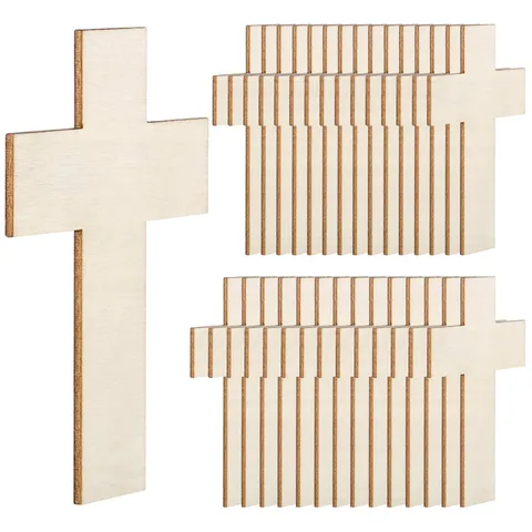Natural Wood Cross Unfinished Wood Slices For Kids Painting DIY Crafts Wooden Ornaments Home Decoration Art Supplies