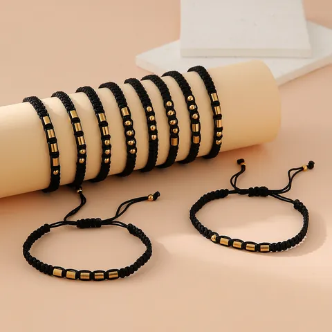 Unisex Stainless Steel Nylon Morse Code Number Flat Knot Cord Bracelet Adjustable Lucky Number Jewelry Gift