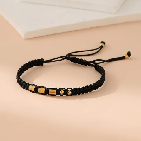 Unisex Stainless Steel Nylon Morse Code Number Flat Knot Cord Bracelet Adjustable Lucky Number Jewelry Gift
