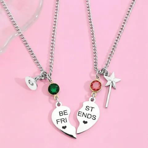 Roestvrij Staal Wicked Heksenhoed Toverstok Hart Hanger Halsketting Best Friends Vriendschap Halsketting Voor Dames Halloween Sieraden Cadeau