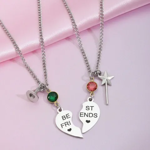 Roestvrij Staal Wicked Heksenhoed Toverstok Hart Hanger Halsketting Best Friends Vriendschap Halsketting Voor Dames Halloween Sieraden Cadeau