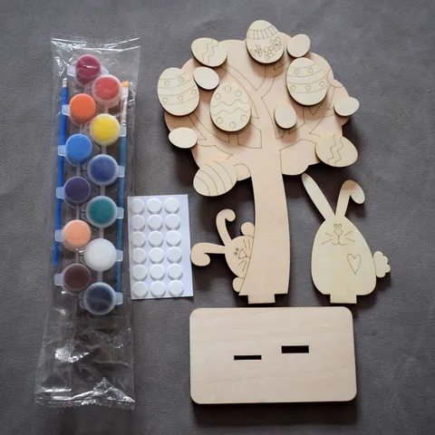 Pâques Œuf en Bois Lapin DIY Artisanat Ornement Enfants Peinture Graffiti Jouet Vacances Décoration Maison
