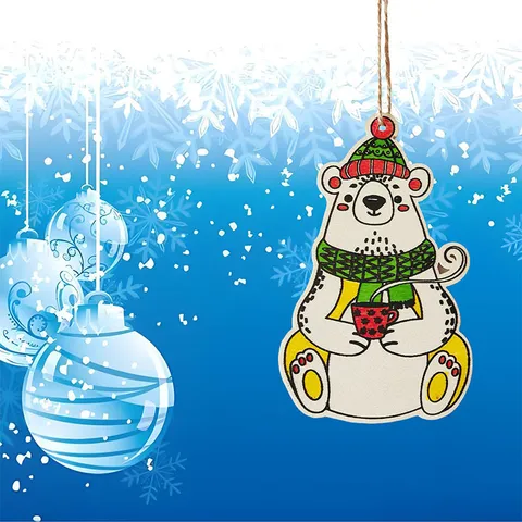 Kids Christmas DIY Wooden Painting Board Craft Kit Cartoon Animal Tree Snowman Hanging Ornament Educational Toy Gift