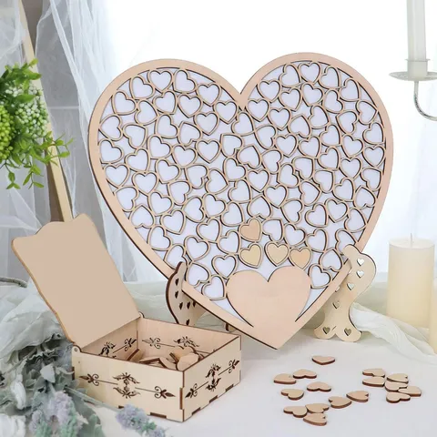 Adorno De Mesa De Libro De Firmas De Corazón De Madera Rústica Para Fiesta De Boda Marco Drop Top Regalo De Recuerdo