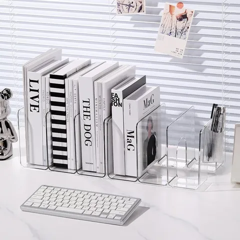 Transparente PET Desktop Aufbewahrungsbox Datei-Organizer Klarer Buchständer Aufbewahrungskorb