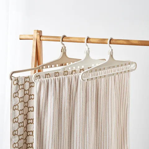Retractable Plastic Clothes Hanger Adjustable Anti Slip Windproof Drying Rack For Quilt Bed Sheet Towel Home Storage