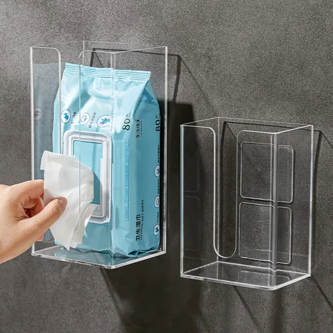 Transparante Acryl Zakdoekdoos Wandmontage Gezichtszakdoek Dispenser Duidelijke Servettenhouder Voor Badkamer Keuken Woonkamer