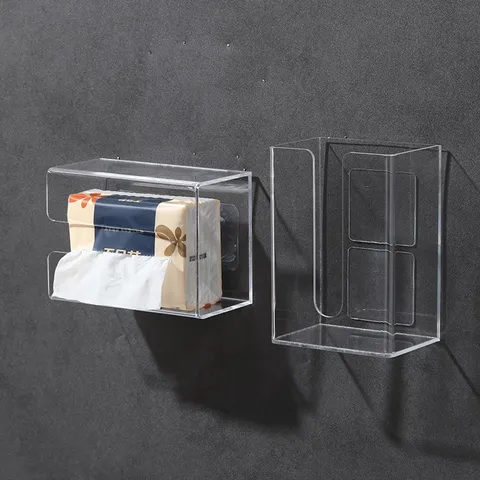 Transparante Acryl Zakdoekdoos Wandmontage Gezichtszakdoek Dispenser Duidelijke Servettenhouder Voor Badkamer Keuken Woonkamer