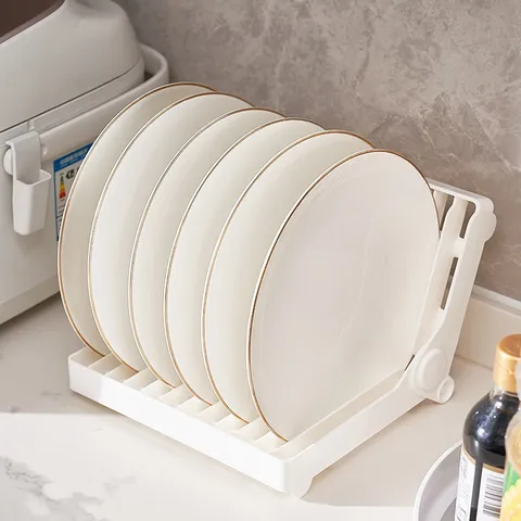 Escurridor de Platos Plegable de Plástico Organizador de Almacenamiento de Cuencos y Platos de Cocina