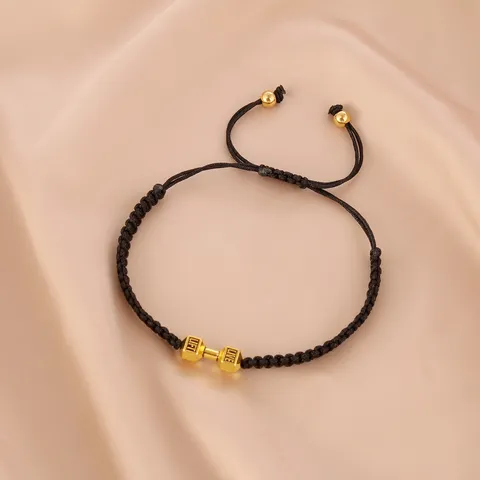Bracciale da Uomo a Manubrio in Corda Intrecciata Fatto a Mano Ciondolo Fitness in Lega Regolabile Gioielli Minimalisti