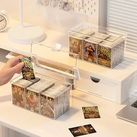 Boîte de Rangement pour Cartes en Acrylique Transparent Boîte Étanche à la Poussière Organisateur avec Couvercle et Poignée