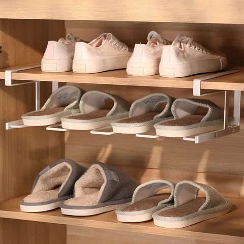 Support à Bottes en Fer de Style Japonais Organisateur de Bottes Hautes Anti-pli Partition d'Armoire à Chaussures Support Suspendu pour Pantoufles