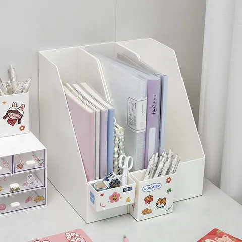 Scatola di Immagazzinaggio da Scrivania Moderno Minimalista Bianco Plastica Ufficio Documento Libro File Titolare Astuccio Titolare Casa Stanza Scatola Organizzatore di Articoli Vari