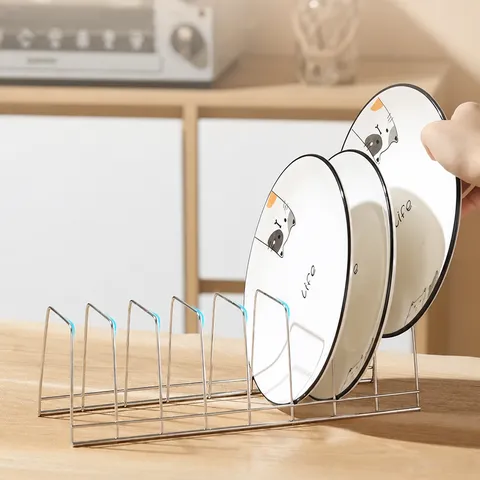 Escurridor de Platos de Cocina de Acero Inoxidable Organizador para Cajón de Armario Soporte para Tazones y Platos Moderno Minimalista