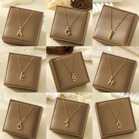 Minimalistische Roestvrijstalen 18K Vergulde Beginletter Hanger Halsketting Voor Vrouwen Mode Lipketting Alfabet Ketting Sieraden