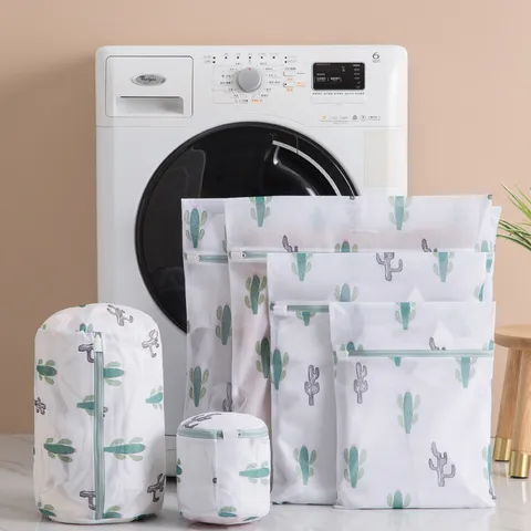 Sac à Linge en Maille de Polyester Imprimé Sac de Lavage de Vêtements Anti Déformation Pochette Filet à Fermeture Éclair