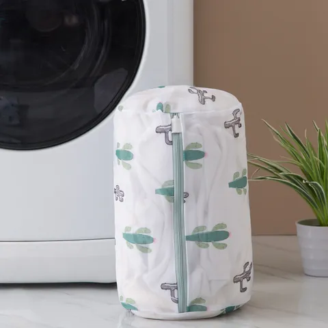 Sac à Linge en Maille de Polyester Imprimé Sac de Lavage de Vêtements Anti Déformation Pochette Filet à Fermeture Éclair